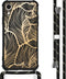 iMoshion Hoesje Geschikt voor iPhone Xr Hoesje Met Koord - iMoshion Design Hoesje met Koord - Goud / Zwart / Golden Leaves