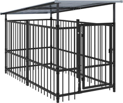 vidaXL - Hondenkennel - met - dak - 1,88 - m² - staal