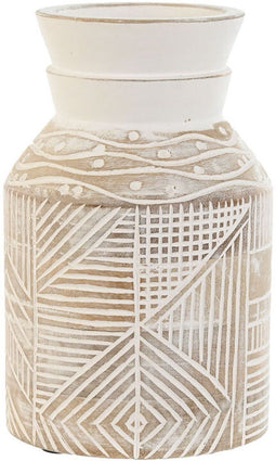 Vaas Home ESPRIT Wit Natuurlijk Mangohout Koloniaal 15 x 15 x 38 cm