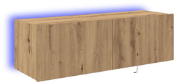 vidaXL - TV - Wandkast - met - LED - Verlichting - Artisan - Eiken - 100x35x31 - cm