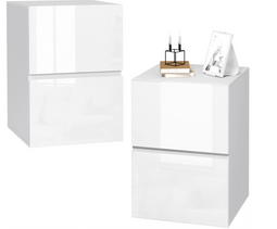 Eugad Nachtkastje - Bijzettafel - 40 x 40 x 58 cm - 2 Lades - Wit