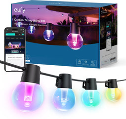 eufy Buitenverlichting E10 - Lichtsnoer 30 meter - Slimme RGBWW LED's met AI-gestuurde lichteffecten - IP65 waterdicht