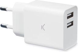 Ksix 2x USB wandlader 2.4A -wit