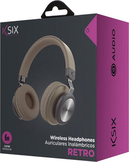 Ksix draadloze hoofdtelefoon met geïntegreerde microfoon, speeltijd: 6 uur, bruin