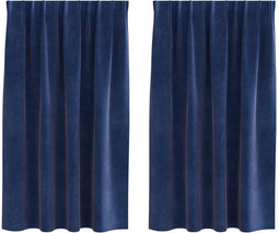 vidaXL - Blackout - Gordijnen - met - Top - Tape - 2 - stuks - Donkerblauwe - Velvet