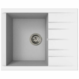 Stradour 1C XS - Gootsteen met Enkele Spoelbak en Afvoer - Inbedbaar - Wit