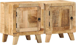 vidaXL - Nachtkastje - 2 - st - 40x32x46 - cm - massief - hout - ruw - mangohout