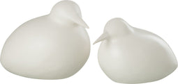 J-Line figuur Vogels - polyresin - wit - 2 stuks