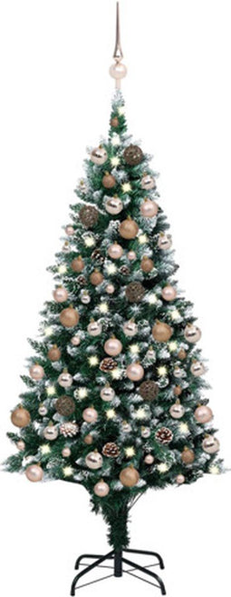 vidaXL - Kunstkerstboom - met - verlichting - kerstballen - dennenappels - 180 - cm