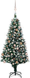 vidaXL - Kunstkerstboom - met - verlichting - kerstballen - dennenappels - 180 - cm