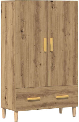 vidaXL - Hoge - kast - 70x31x115 - cm - bewerkt - hout - artisanaal - eikenkleur