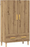 vidaXL - Hoge - kast - 70x31x115 - cm - bewerkt - hout - artisanaal - eikenkleur