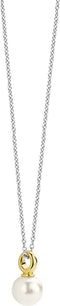 TI SENTO Dames Ketting - 925 zilver - Parel met geel verguld - Maat 42 - 34037YP