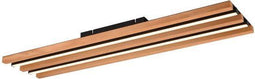 Trio Fontana - LED Plafonnière - 3-Staps Dimbaar 3000K - Zwart/Hout - 80 x 20 x 6 cm - 27W