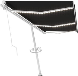 vidaXL - Luifel - handmatig - uittrekbaar - met - LED - 600x300 - cm - antracietkleur
