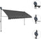 vidaXL - Luifel - handmatig - uitschuifbaar - met - LED - 400 - cm - antracietkleurig