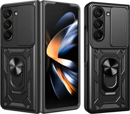 iMoshion Hoesje Geschikt voor Samsung Galaxy Z Fold 5 Hoesje - iMoshion Rugged Backcover met ring - Zwart