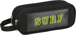Pennenetui met 2 vakken Safta Surf Zwart (21 x 8 x 6 cm)