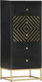 vidaXL - Ladekast - 45x30x105 - cm - massief - mangohout - zwart - en - goudkleurig
