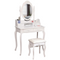 Ktaxon Make-Up Tafel Met Ovale Spiegel - Inclusief Kruk - 4 Lades - 75 x 40 x 142.5 - Wit