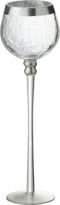 J-Line kaarshouder Bol Op Voet Craquele - glas - transparant/zilver - large