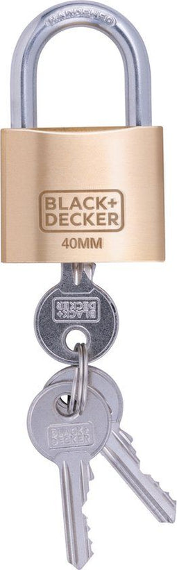 BLACK+DECKER Hangslot 40mm - Massief Messing - Incl. 3 Sleutels