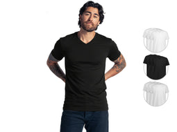 LebasQ Bamboo T-Shirt - 3-pack - V-hals & ronde hals - zwart - maat M (3-pack)
