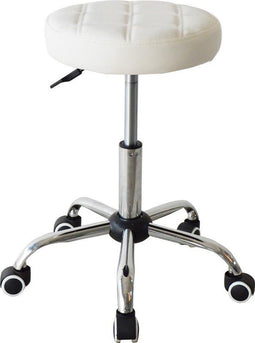 Bureaustoel kruk - bureaukruk - kantoorkruk - met wielen - hoogte instelbaar - wit