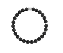 Steel & Barnett - Kralenarmband - Lava steen - Geborsteld zilver - M (1 stuk)