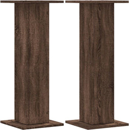 vidaXL - Speakerstandaards - 2 - st - 30x30x80 - cm - bewerkt - hout - bruin - eiken