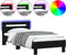 vidaXL - Bedframe - met - hoofdbord - en - LED-verlichting - zwart - 90x190 - cm
