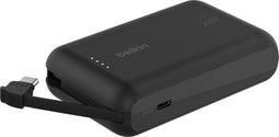 Belkin BoostCharge BPB021HQBK - Powerbank 10.000mAh - Geïntegreerde USB-C-kabel 20W Snellaadfunctie - Zwart