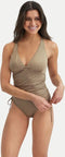 CYELL Sunset Sparkle - Badpak - Voorgevormde cups V-hals - Bruin Glitters Goud