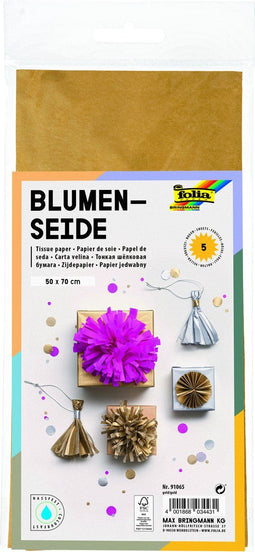 Zijdevloeipapier folia 50x70cm 20gr nr65 goud 5vel | 10 stuks