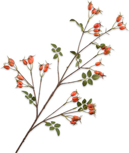 Silk-ka Kunstbloem-Zijden Bloem-Kunsttak Rozenbottel Tak Oranje 95 cm