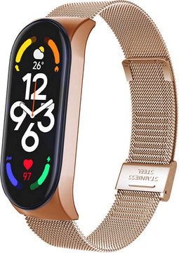 iMoshion Bandje Geschikt voor Xiaomi Mi Band 7 - iMoshion Milanees vouwband met inkliksysteem - Rosé Goud