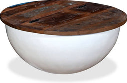 vidaXL - Salontafel - komvormig - massief - gerecycled - hout - wit