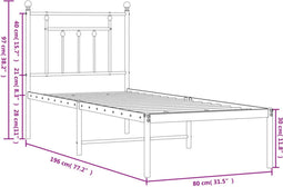 vidaXL - Bedframe - met - hoofdbord - zonder - matras - metaal - wit - 75x190 - cm