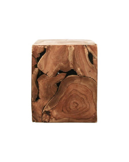 Kubus bijzettafel - 25x25 cm - teak - natural wax