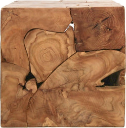 Kubus bijzettafel - 40x40 cm - teak - natural wax