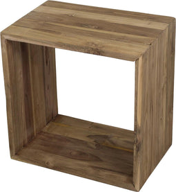 Kubus bijzettafel - gerecycled teak
