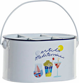 Kubus DKD Home Decor Mediterrane Wit Metaal (24.5 x 17 x 13 cm)