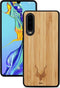 Kudu Huawei P30 hoesje case - Houten backcover - Handgemaakt en afgewerkt met duurzaam TPU - Bamboe - Zwart