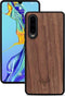 Kudu Huawei P30 hoesje case - Houten backcover - Handgemaakt en afgewerkt met duurzaam TPU - Walnoot - Zwart