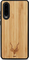 Kudu Huawei P30 hoesje case - Houten backcover - Handgemaakt en afgewerkt met duurzaam TPU - Bamboe - Zwart