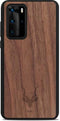 Kudu Huawei P40 hoesje case - Houten backcover - Handgemaakt en afgewerkt met duurzaam TPU - Walnoot - Zwart