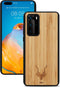 Kudu Huawei P40 hoesje case - Houten backcover - Handgemaakt en afgewerkt met duurzaam TPU - Bamboe - Zwart