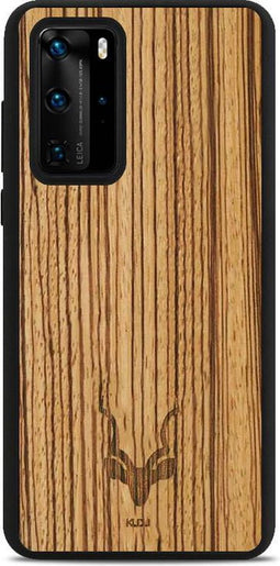 Kudu Huawei P40 Pro hoesje case - Houten backcover - Handgemaakt en afgewerkt met duurzaam TPU - Zebrano - Zwart