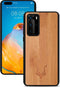 Kudu Huawei P40 Pro hoesje case - Houten backcover - Handgemaakt en afgewerkt met duurzaam TPU - Bamboe - Zwart