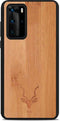 Kudu Huawei P40 Pro hoesje case - Houten backcover - Handgemaakt en afgewerkt met duurzaam TPU - Bamboe - Zwart